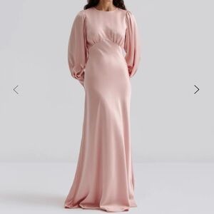 MALINA ALIZE MAXI DRESS Size XS Long sleeve maxi dress in satin - pink